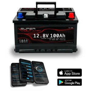 Supervolt ULTRA LiFePO4 100Ah 12.8V Lithium Batterie mit Bluetooth & Heizung