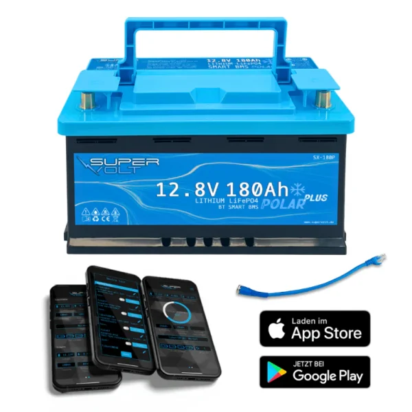 Supervolt POLAR LiFePO4 180Ah 12.8V Lithium Batterie mit Bluetooth & Heizung